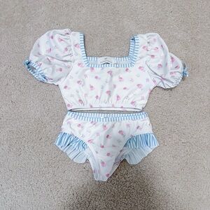 Sal & Pimenta Girls’ Floral Puff-Sleeve Bikini